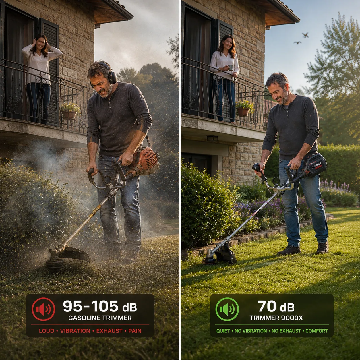 Decespugliatore silenzioso per giardino